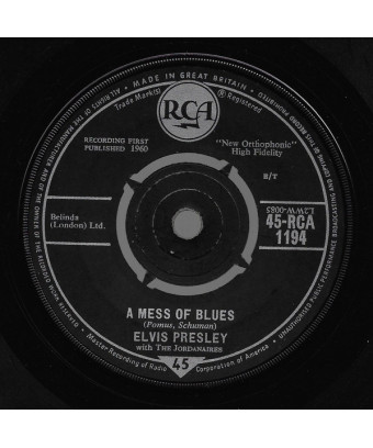 A Mess Of Blues [Elvis Presley,...] - Vinyl 7", 45 RPM, Single [product.brand] 1 - Shop I'm Jukebox 