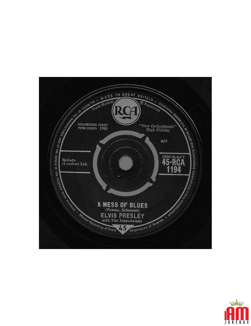 A Mess Of Blues [Elvis Presley,...] - Vinyl 7", 45 RPM, Single [product.brand] 1 - Shop I'm Jukebox 