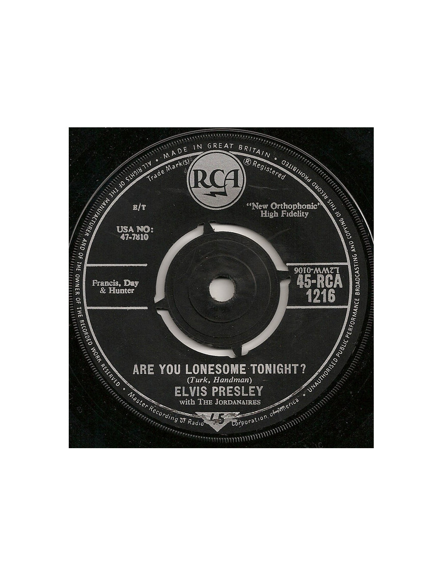 Bist du einsam heute Nacht? [Elvis Presley,...] – Vinyl 7", 45 RPM, Single [product.brand] 1 - Shop I'm Jukebox 