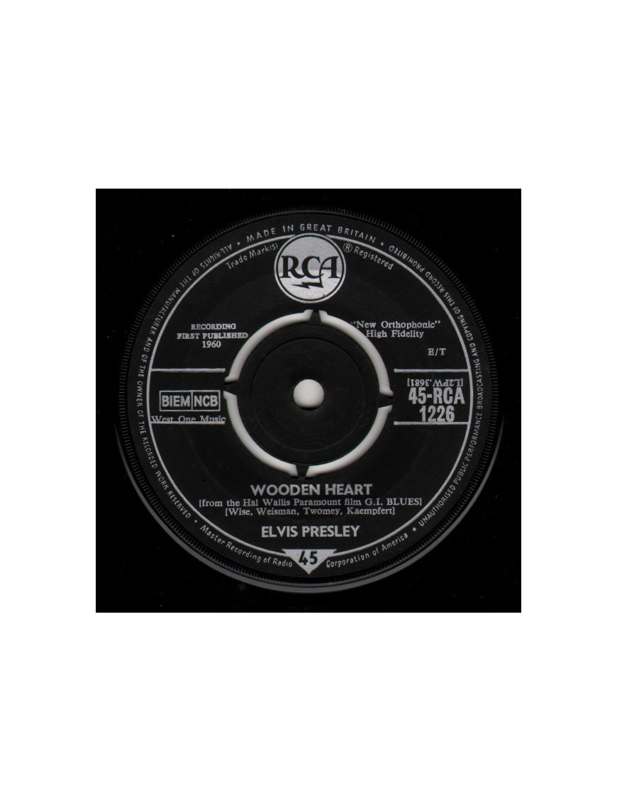 Wooden Heart [Elvis Presley] – Vinyl 7", 45 RPM, Single [product.brand] 1 - Shop I'm Jukebox 