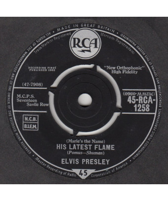 (Marie's The Name) Sa dernière flamme [Elvis Presley] - Vinyl 7", 45 RPM, Single