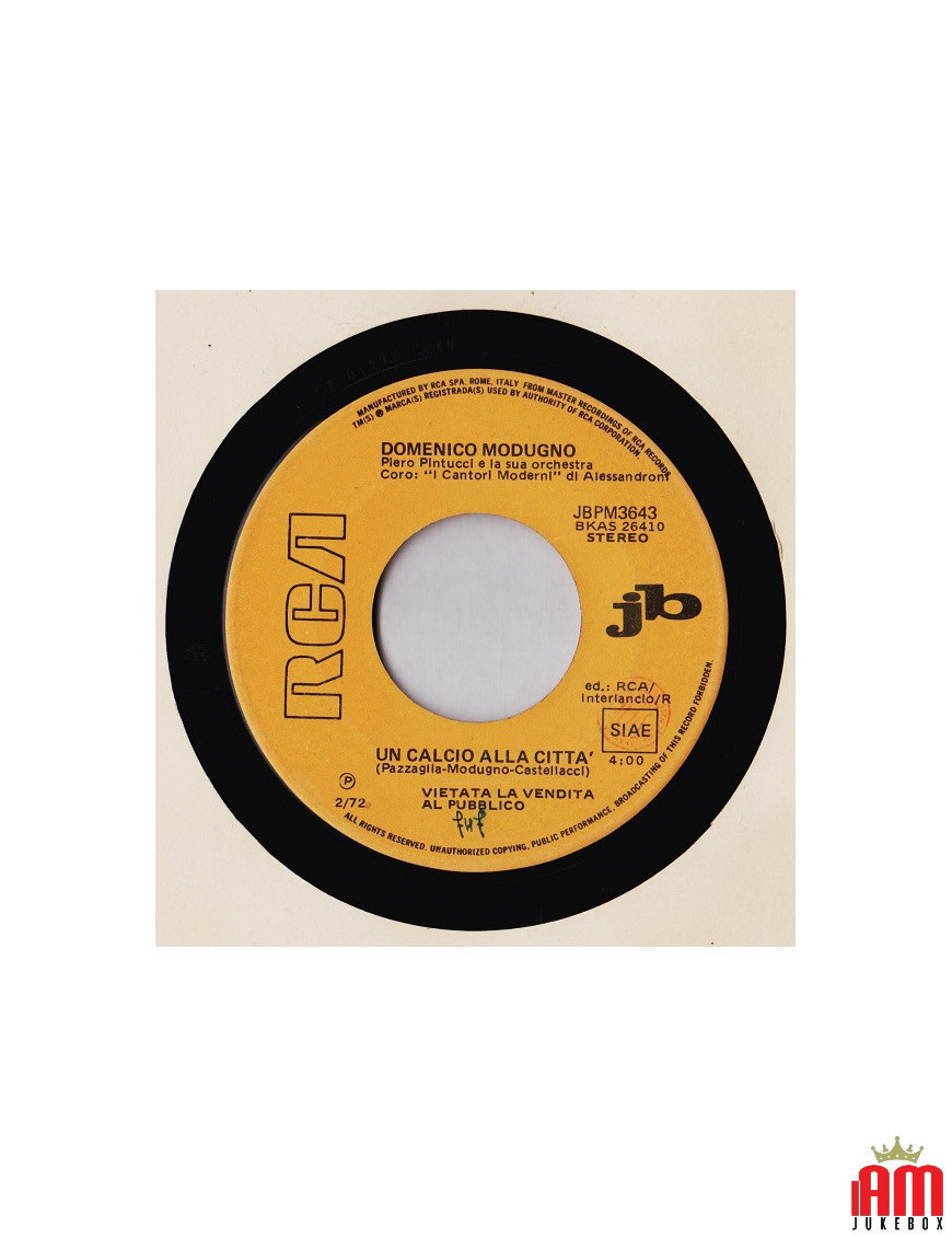 A Kick to the City I'm Going to Work [Domenico Modugno,...] – Vinyl 7", 45 RPM, Jukebox, Stereo [product.brand] 1 - Shop I'm Juk