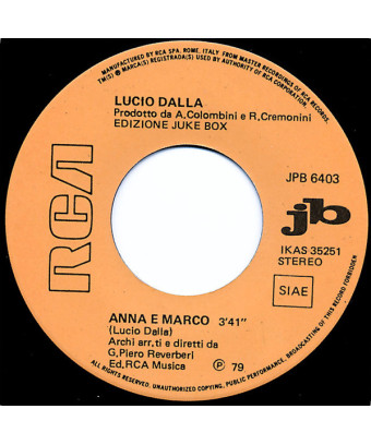 Anna E Marco Silvia [Lucio Dalla,...] - Vinyl 7", 45 RPM, Jukebox, Stéréo [product.brand] 1 - Shop I'm Jukebox 