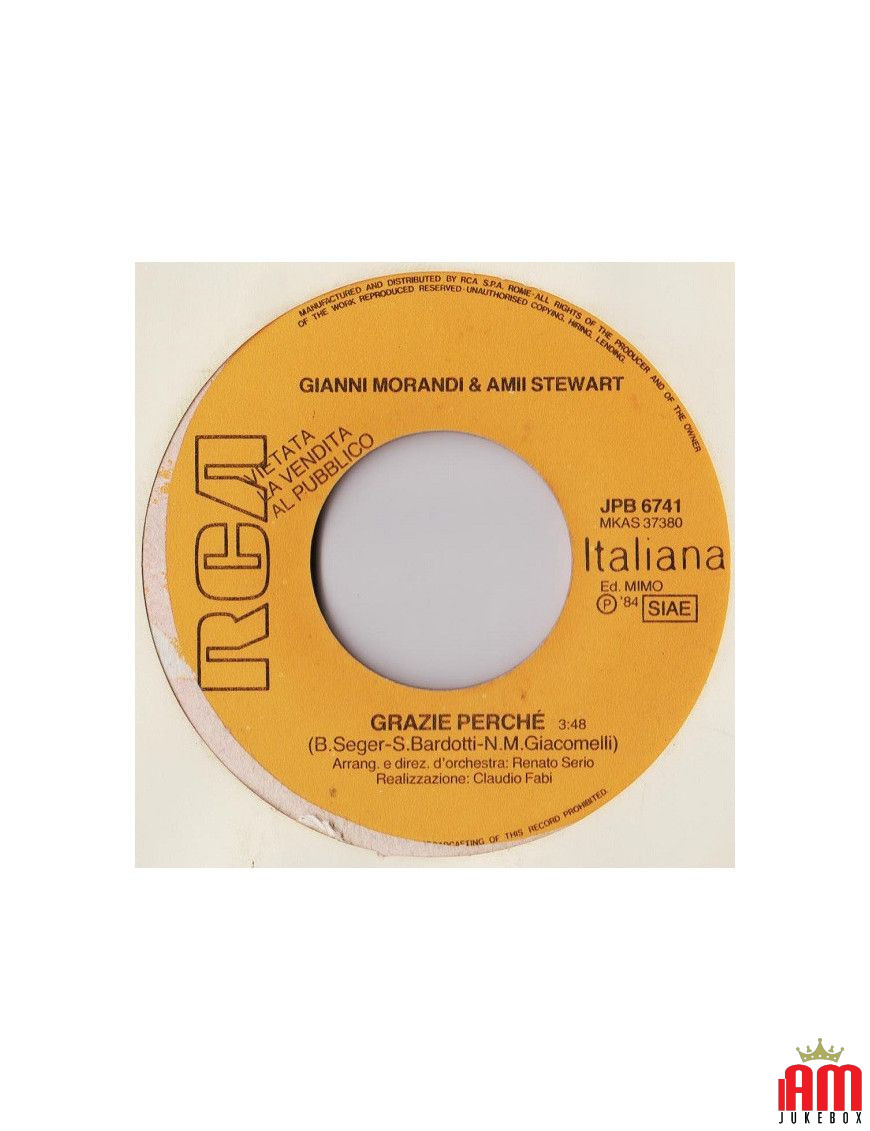 Thank You Because Here Comes The Rain Again [Gianni Morandi,...] – Vinyl 7", 45 RPM, Jukebox, Stereo [product.brand] 1 - Shop I'