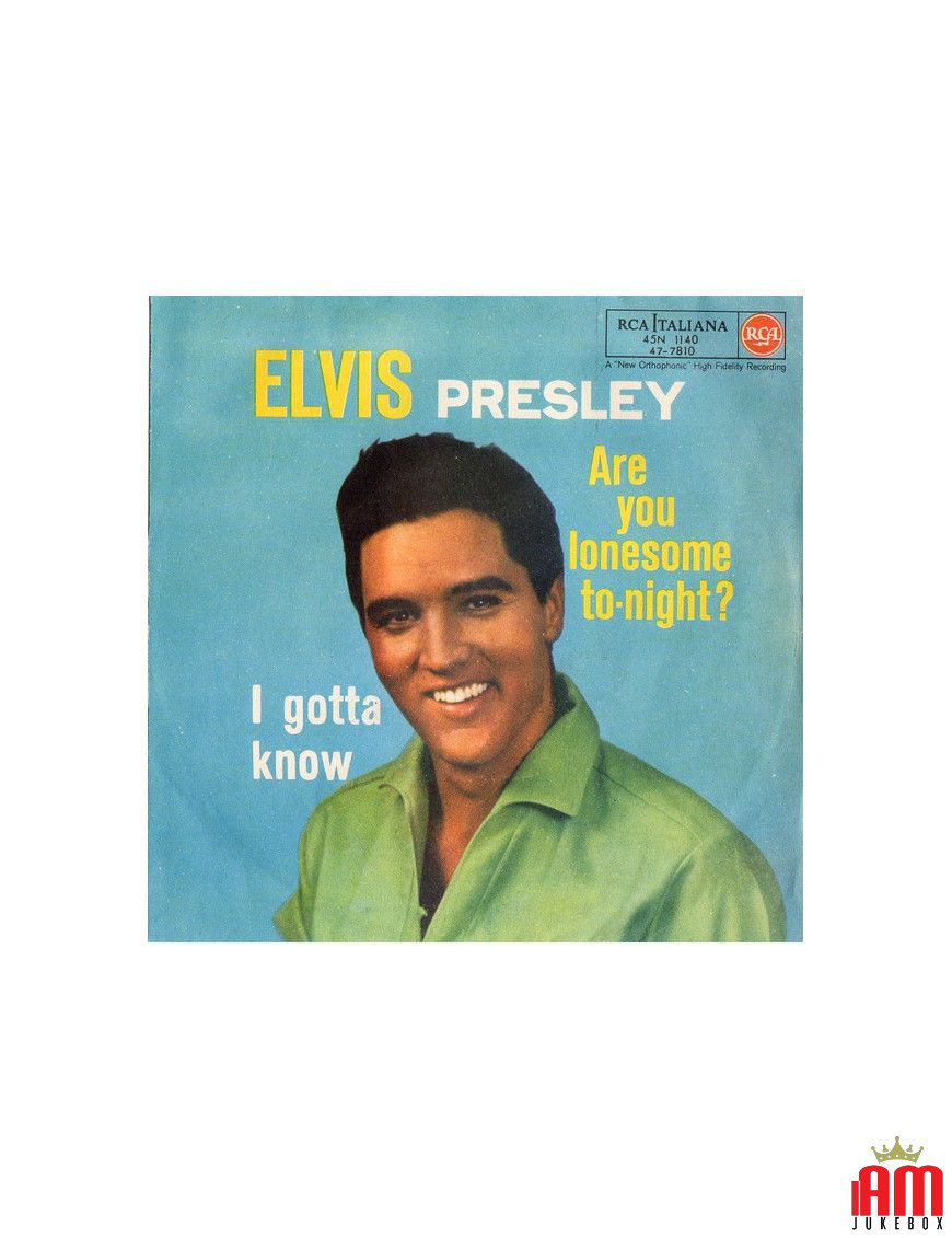 Êtes-vous seul ce soir? Je dois savoir [Elvis Presley] - Vinyl 7", 45 tr/min, Single [product.brand] 1 - Shop I'm Jukebox 