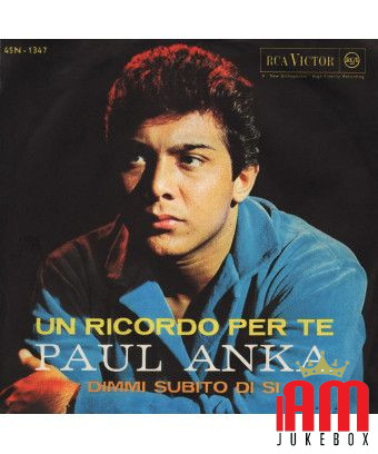 Un Ricordo Per Te [Paul Anka] - Vinyl 7", 45 RPM [product.brand] 1 - Shop I'm Jukebox 