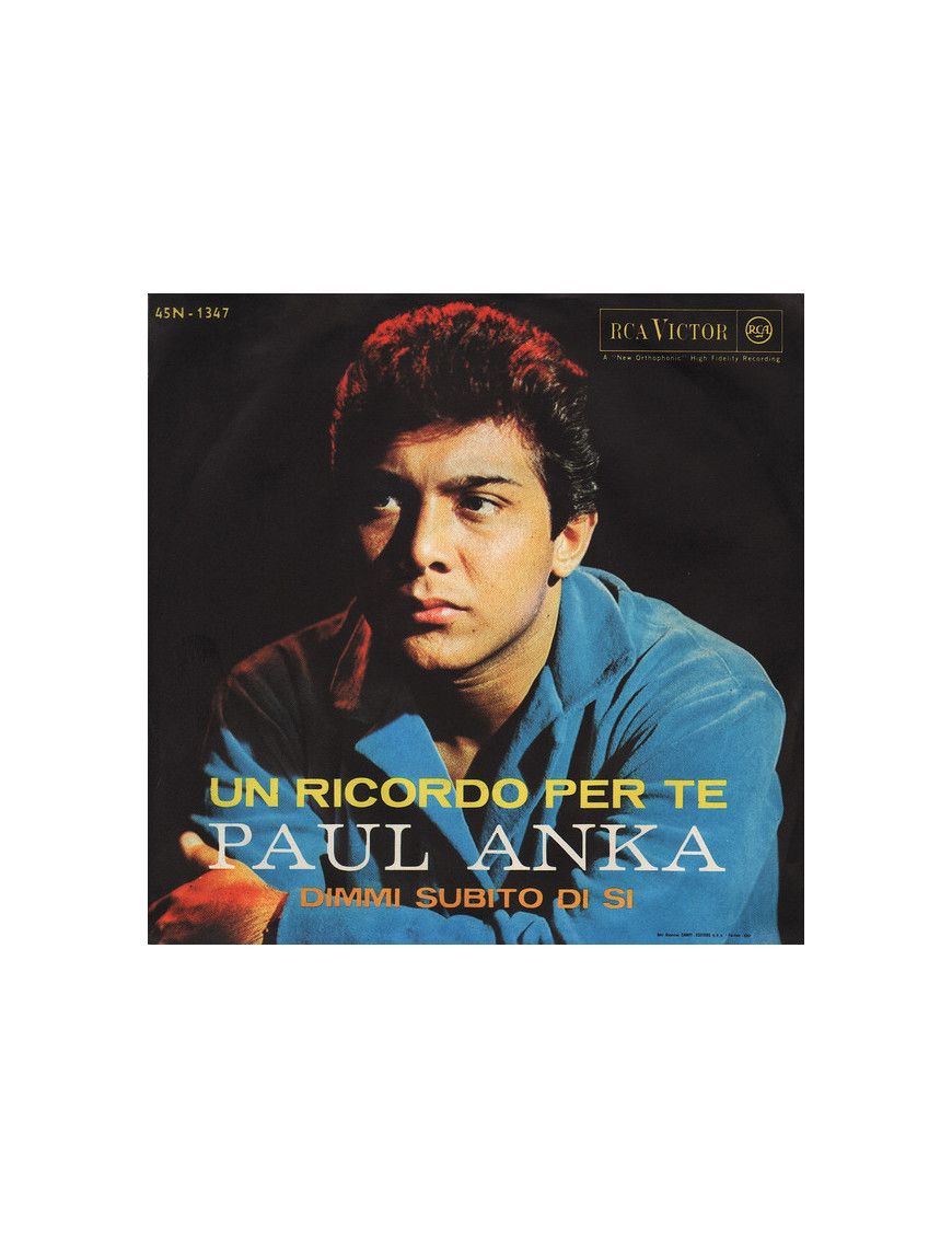 A Memory For You [Paul Anka] - Vinyl 7", 45 RPM [product.brand] 1 - Shop I'm Jukebox 