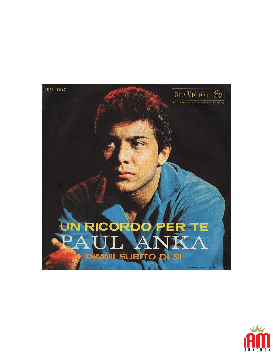 Un souvenir pour toi [Paul Anka] - Vinyle 7", 45 tours [product.brand] 1 - Shop I'm Jukebox 