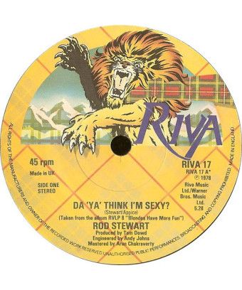 Da 'Ya' Think I'm Sexy? [Rod Stewart] - Vinyl 7", 45 RPM, Single, Stereo [product.brand] 1 - Shop I'm Jukebox 