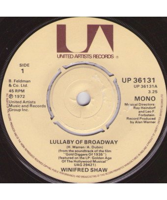 Lullaby Of Broadway Young And Healthy [Winifred Shaw,...] – Vinyl 7", 45 RPM, Single