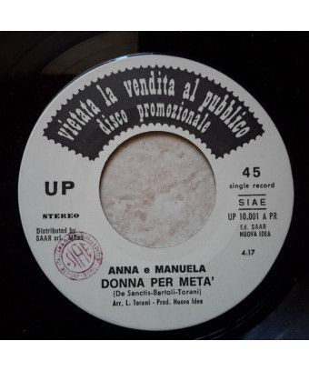 Donna Per Metà [Anna E Manuela] - Vinyl 7", 45 RPM, Promo [product.brand] 1 - Shop I'm Jukebox 