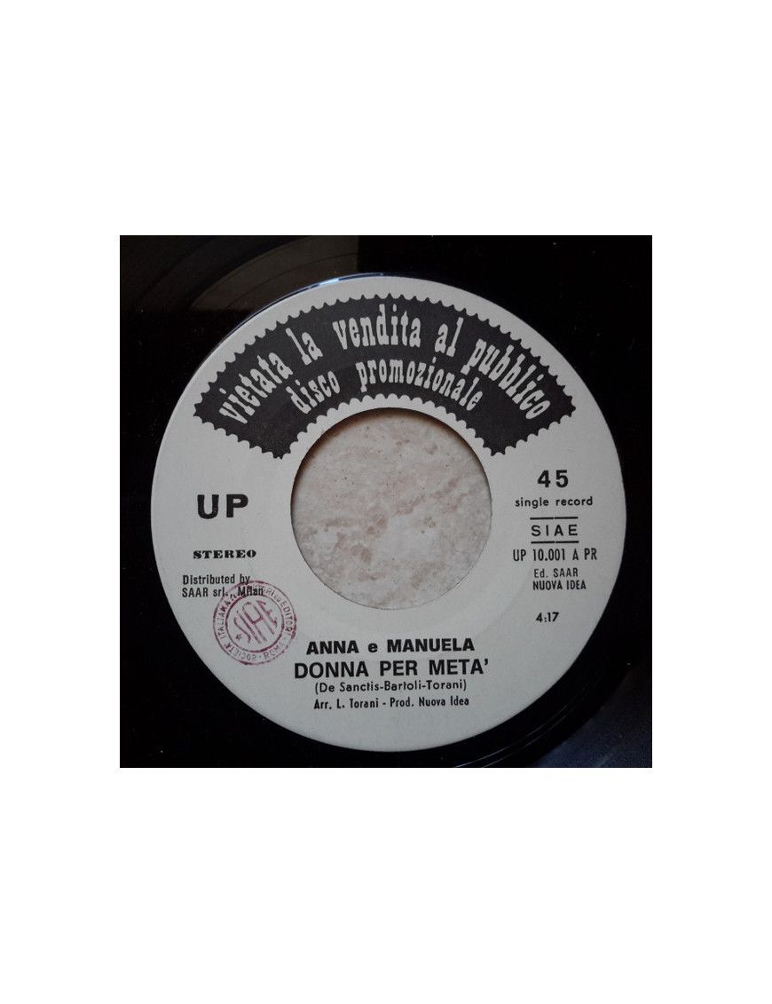 Donna Per Mezza [Anna E Manuela] - Vinyle 7", 45 RPM, Promo [product.brand] 1 - Shop I'm Jukebox 