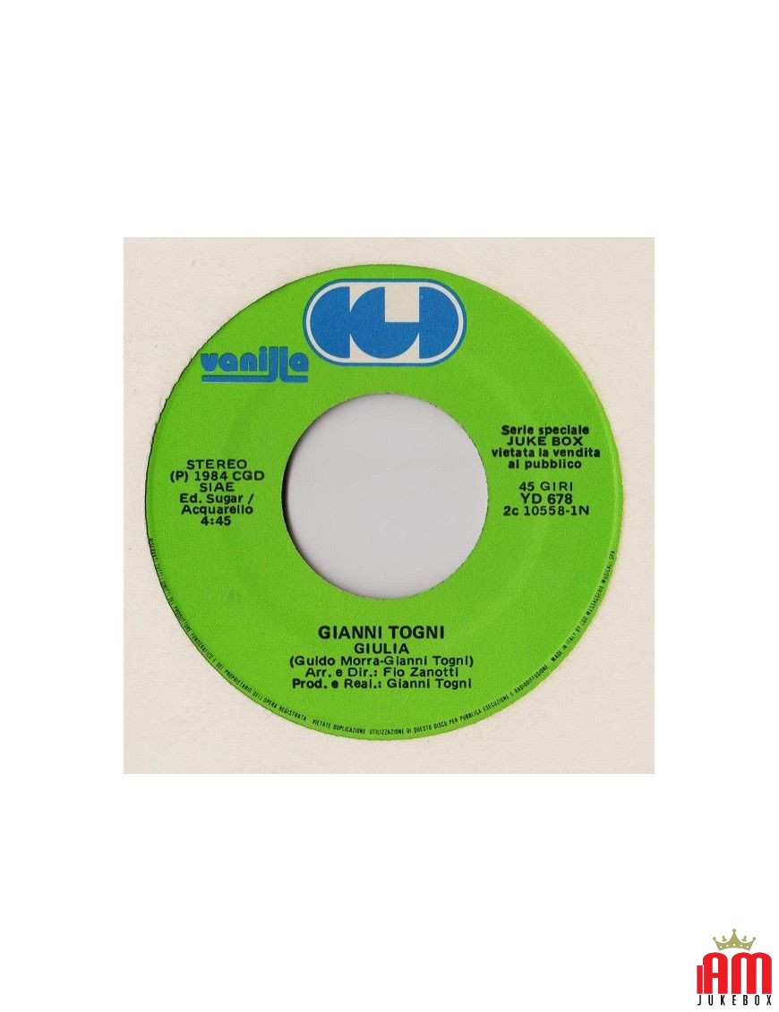 Giulia Returns to Smiling [Gianni Togni,...] – Vinyl 7", 45 RPM, Jukebox, Stereo [product.brand] 1 - Shop I'm Jukebox 