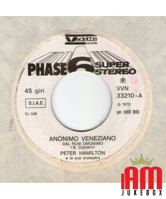 Anonimo Veneziano Tema D'Amore (Adelaide) [Peter Hamilton Orchestra] – Vinyl 7", 45 RPM, Jukebox [product.brand] 1 - Shop I'm Ju