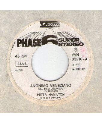 Anonimo Veneziano   Tema D'Amore (Adelaide) [Peter Hamilton Orchestra] - Vinyl 7", 45 RPM, Jukebox