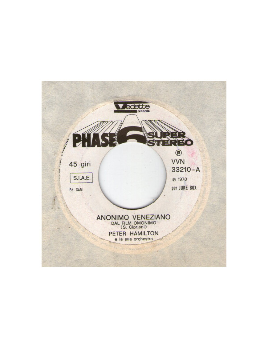 Anonimo Veneziano Tema D'Amore (Adelaide) [Peter Hamilton Orchestra] – Vinyl 7", 45 RPM, Jukebox [product.brand] 1 - Shop I'm Ju