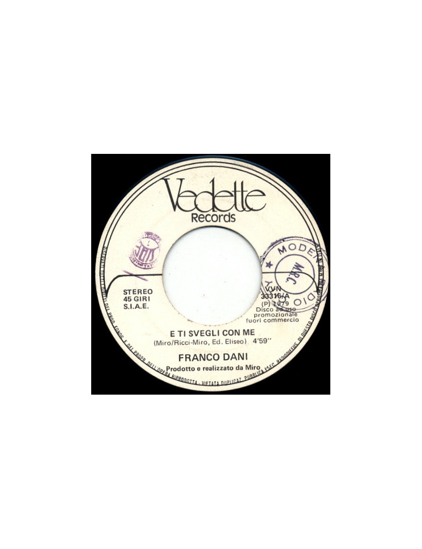 And You Wake Up With Me [Franco Dani] – Vinyl 7", 45 RPM, Promo [product.brand] 1 - Shop I'm Jukebox 