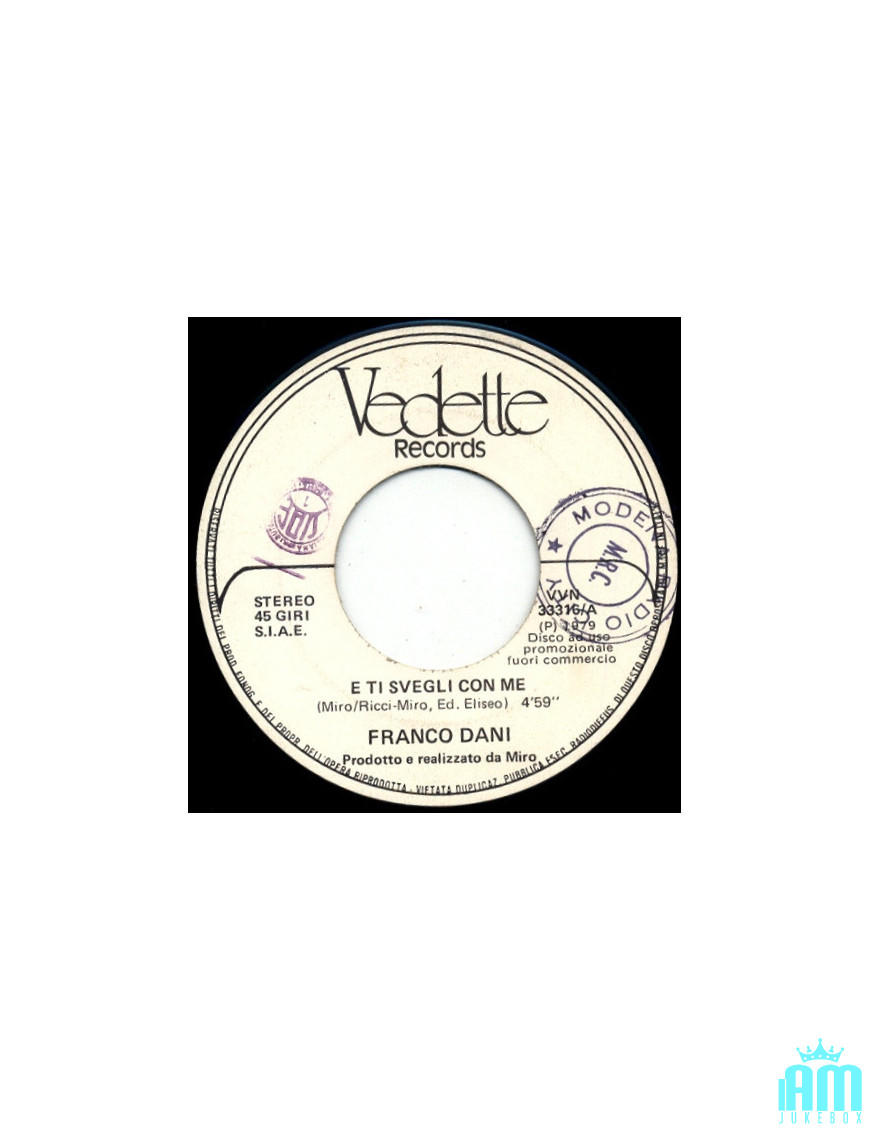 And You Wake Up With Me [Franco Dani] - Vinyl 7", 45 RPM, Promo [product.brand] 1 - Shop I'm Jukebox 
