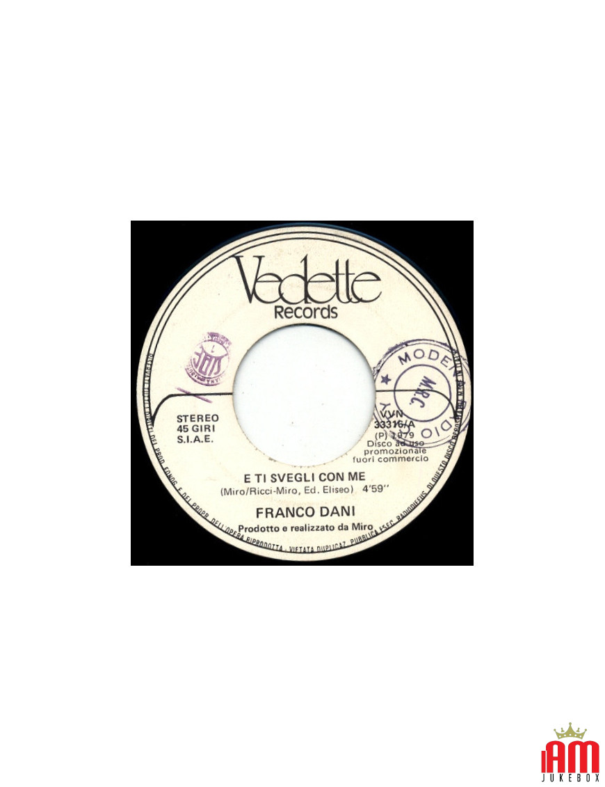 Et tu te réveilles avec moi [Franco Dani] - Vinyl 7", 45 RPM, Promo [product.brand] 1 - Shop I'm Jukebox 