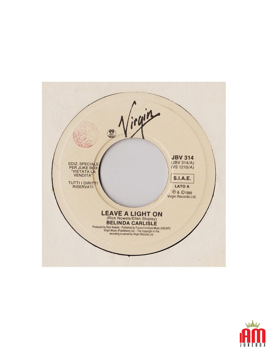 Leave A Light On   Look Who's Dancing (Edit) [Belinda Carlisle,...] - Vinyl 7", 45 RPM, Jukebox