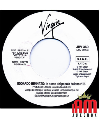 Au nom du peuple italien [Edoardo Bennato] - Vinyl 7", 45 RPM, Jukebox [product.brand] 1 - Shop I'm Jukebox 