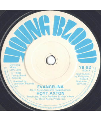 Evangelina Hotel Ritz [Hoyt Axton] - Vinyl 7" [product.brand] 1 - Shop I'm Jukebox 