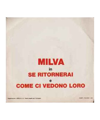 If You Return As They See Us [Milva] – Vinyl 7", 45 RPM, Promo [product.brand] 1 - Shop I'm Jukebox 