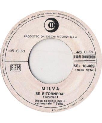 If You Return As They See Us [Milva] – Vinyl 7", 45 RPM, Promo [product.brand] 1 - Shop I'm Jukebox 