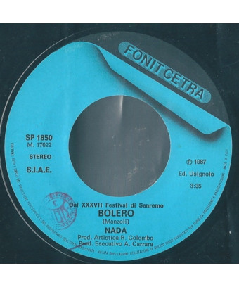 Bolero [Nada (8)] - Vinyl 7", 45 RPM