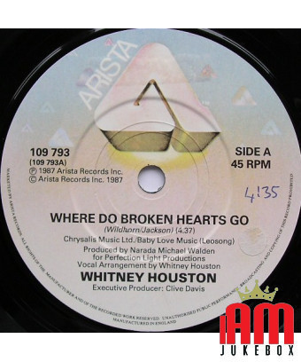 Où vont les cœurs brisés [Whitney Houston] - Vinyl 7", 45 RPM, Single [product.brand] 1 - Shop I'm Jukebox 