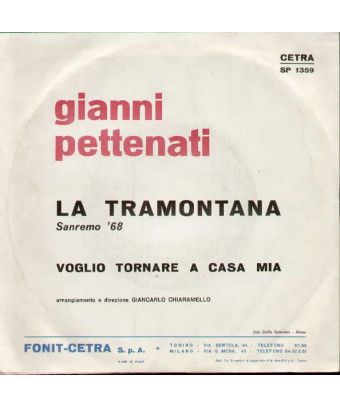 La Tramontana [Gianni Pettenati] - Vinyle 7", 45 TR/MIN [product.brand] 1 - Shop I'm Jukebox 