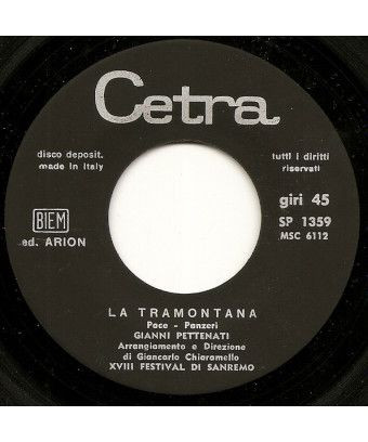 La Tramontana [Gianni Pettenati] - Vinyle 7", 45 TR/MIN [product.brand] 1 - Shop I'm Jukebox 