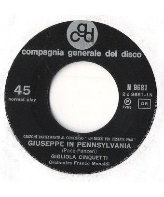 Giuseppe en Pennsylvanie [Gigliola Cinquetti] - Vinyle 7", 45 tours [product.brand] 1 - Shop I'm Jukebox 