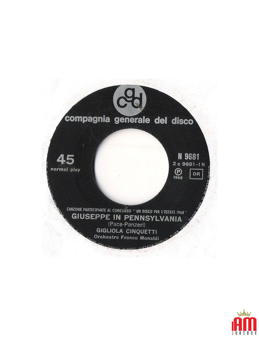 Giuseppe en Pennsylvanie [Gigliola Cinquetti] - Vinyle 7", 45 tours [product.brand] 1 - Shop I'm Jukebox 