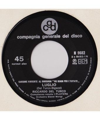 Juillet [Riccardo Del Turco] - Vinyl 7", 45 RPM, Réédition [product.brand] 1 - Shop I'm Jukebox 