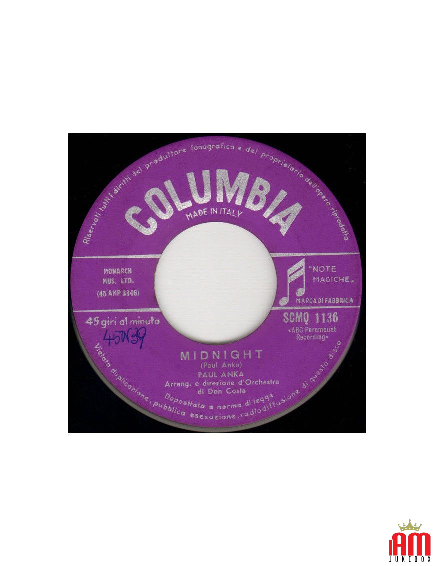 Midnight Words! Forbidden [Paul Anka] - Vinyl 7", 45 RPM [product.brand] 1 - Shop I'm Jukebox 