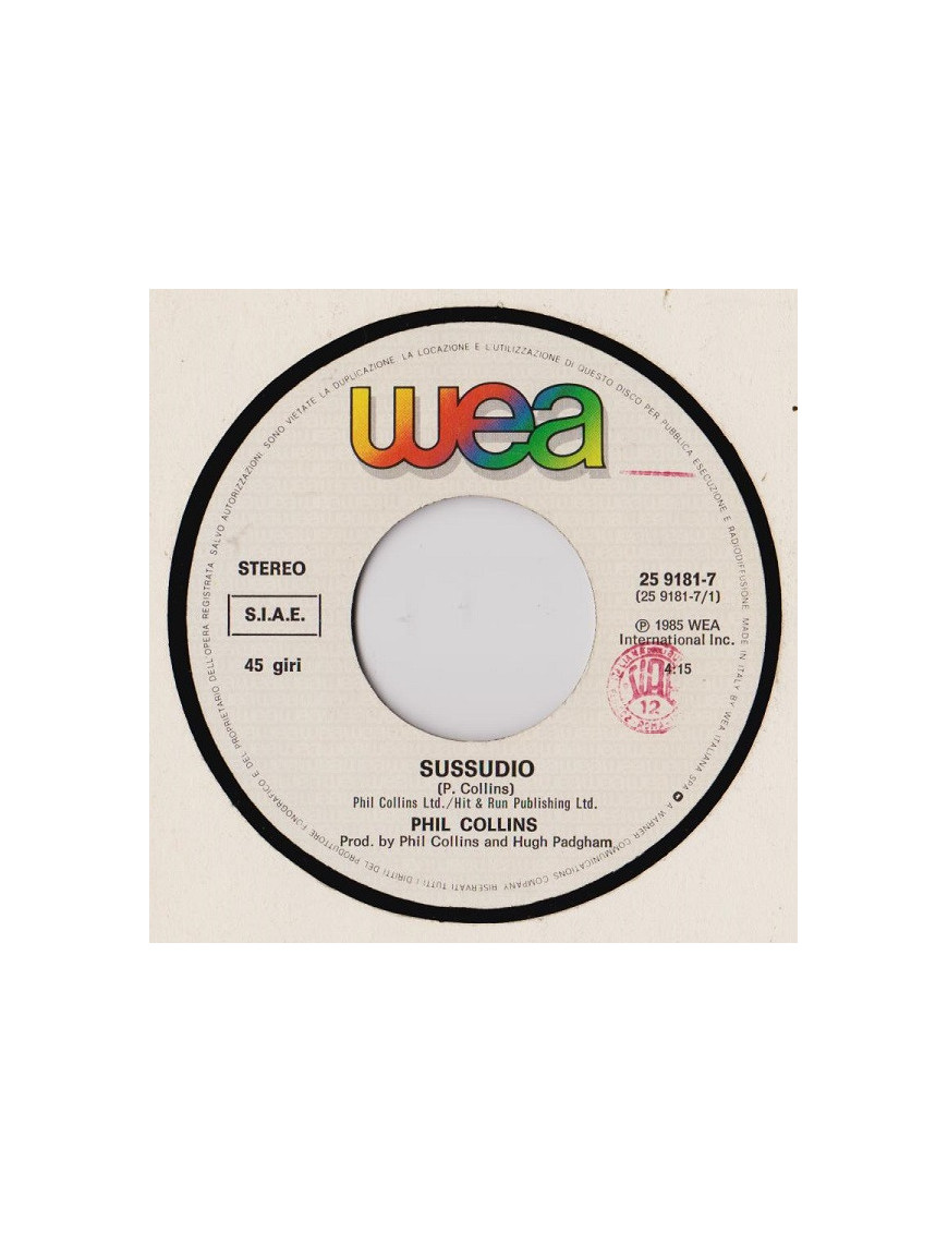 Sussudio [Phil Collins] - Vinyl 7", 45 RPM, Stereo