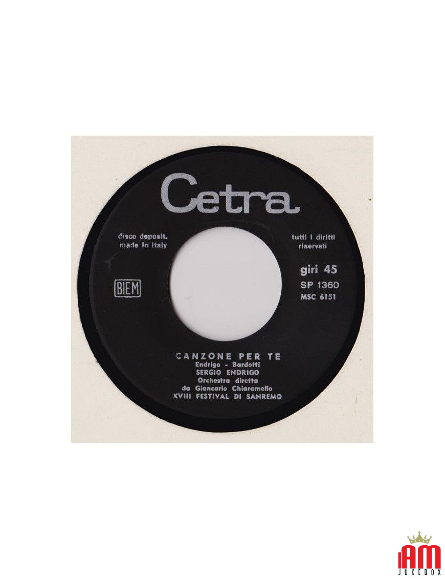 Song For You [Sergio Endrigo] – Vinyl 7", 45 RPM [product.brand] 1 - Shop I'm Jukebox 