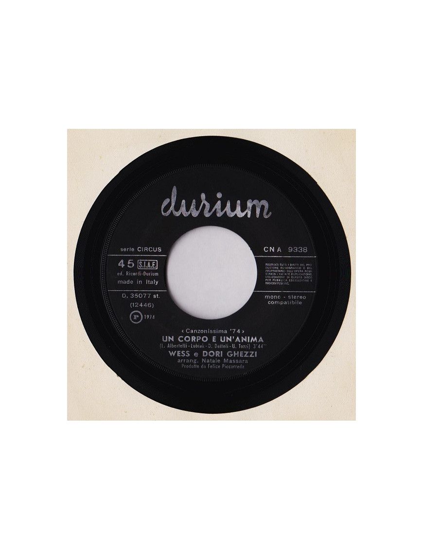 Un Corpo E Un'Anima [Wess And Dori Ghezzi] - Vinyl 7", 45 RPM [product.brand] 1 - Shop I'm Jukebox 