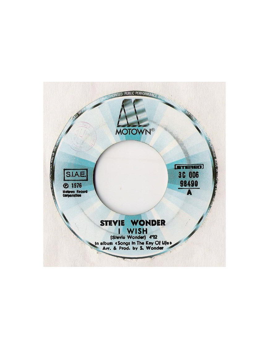 I Wish [Stevie Wonder] – Vinyl 7", 45 RPM, Stereo [product.brand] 1 - Shop I'm Jukebox 