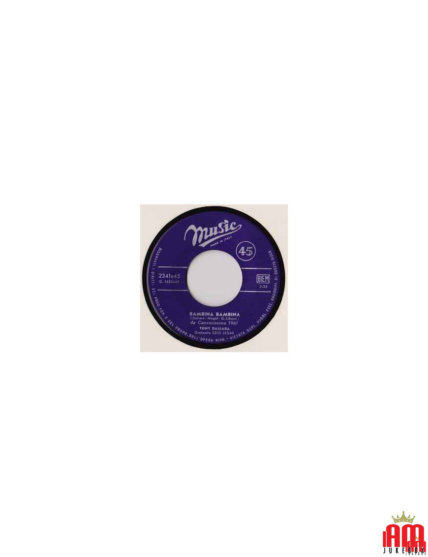 Bambina Bambina [Tony Dallara] - Vinyle 7", 45 tours, Single [product.brand] 1 - Shop I'm Jukebox 