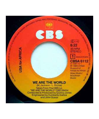 We Are The World [USA For Africa] - Vinyl 7", 45 RPM, Single, Stereo