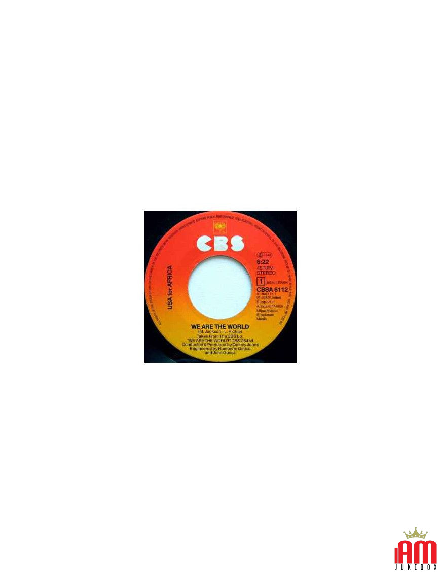 We Are The World [USA For Africa] – Vinyl 7", 45 RPM, Single, Stereo [product.brand] 1 - Shop I'm Jukebox 