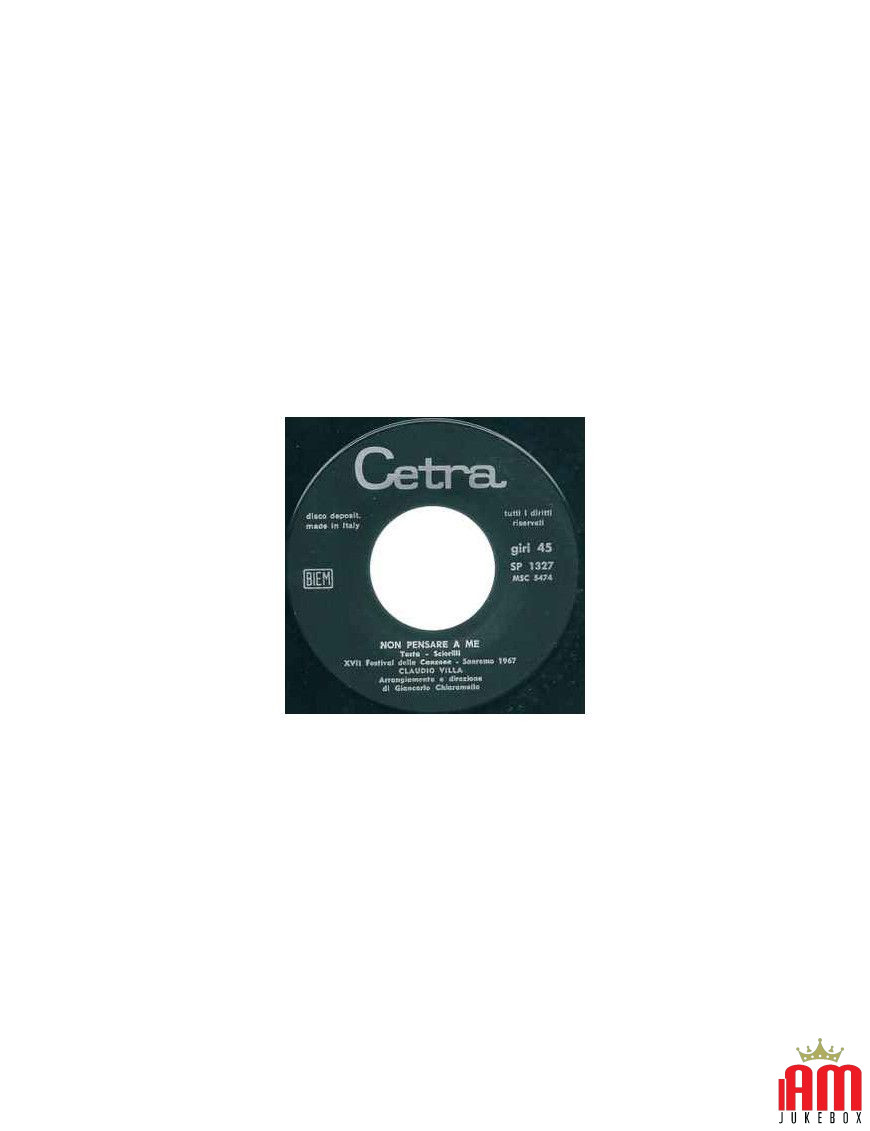 Non Pensare A Me [Claudio Villa] - Vinyl 7", 45 RPM [product.brand] 1 - Shop I'm Jukebox 