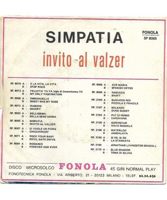 Simpatia [I Romagnoli] - Vinyle 7", 45 TR/MIN [product.brand] 1 - Shop I'm Jukebox 