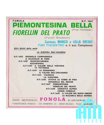 Piemontesina Bella [Marco Ercoli,...] – Vinyl 7", 45 RPM, Neuauflage [product.brand] 1 - Shop I'm Jukebox 