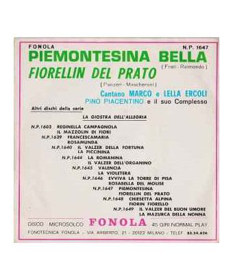 Piemontesina Bella [Marco Ercoli,...] - Vinyl 7", 45 RPM, Reissue