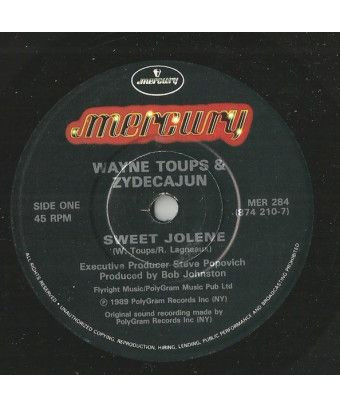 Sweet Joline [Wayne Toups & Zydecajun] - Vinyle 7" [product.brand] 1 - Shop I'm Jukebox 