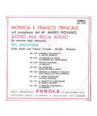 Addio Mia Bella Addio (The Ambush Song) [Monica (23),...] - Vinyl 7", 45 RPM [product.brand] 1 - Shop I'm Jukebox 