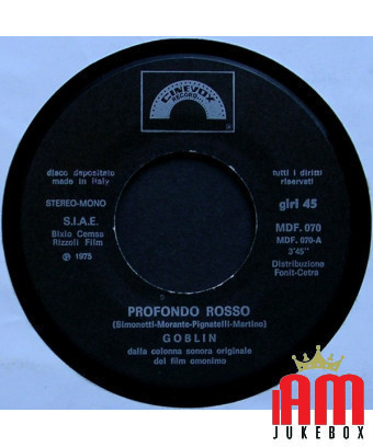 Profondo Rosso [Goblin] - Vinyl 7", 45 RPM, Single [product.brand] 1 - Shop I'm Jukebox 